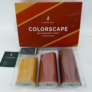 Luminara Colorscape Harvest Trio Flameless Pillar Candles Set of 3 with Remote